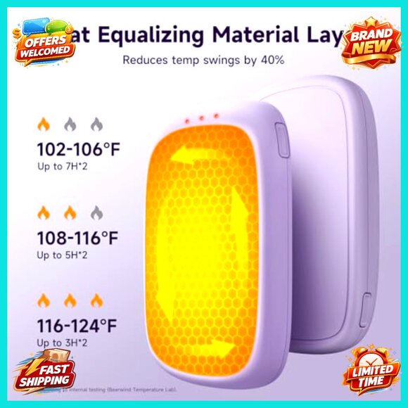 Rechargeable Hand Warmers, 2 Pack Magnetic Heaters, Portable Outdoor Gear - Picture 4 of 6